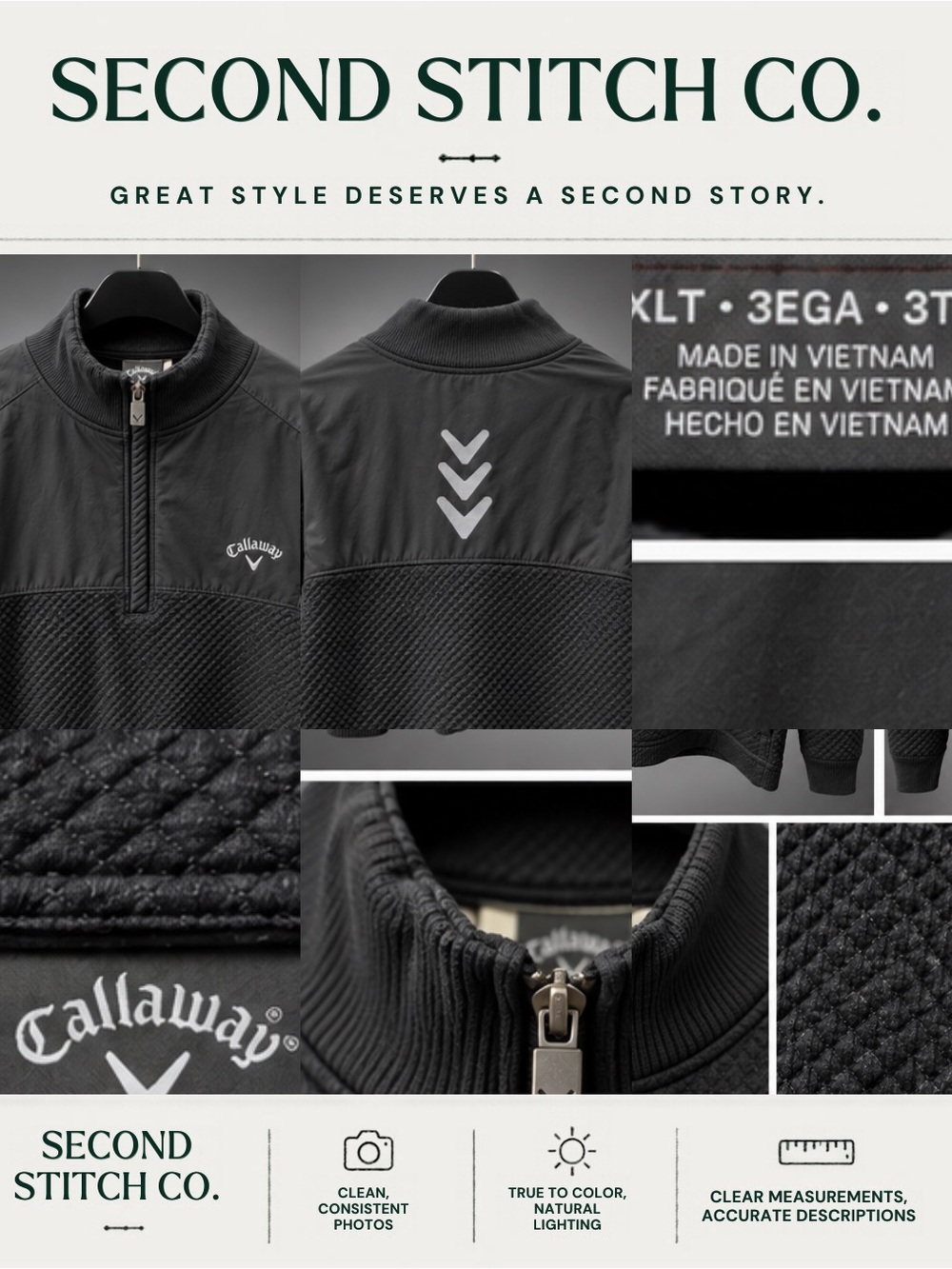 Callaway Men's Black Zip-Up Pullover Sweater